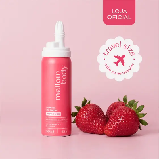 Mini Chantilly de Banho Morango 50ml Sabonete Líquido em mousse Premium Hidratante skincare