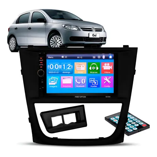 Central Multimídia mP5 7'' Gol G5 + Moldura Espelhamento Android Preto
