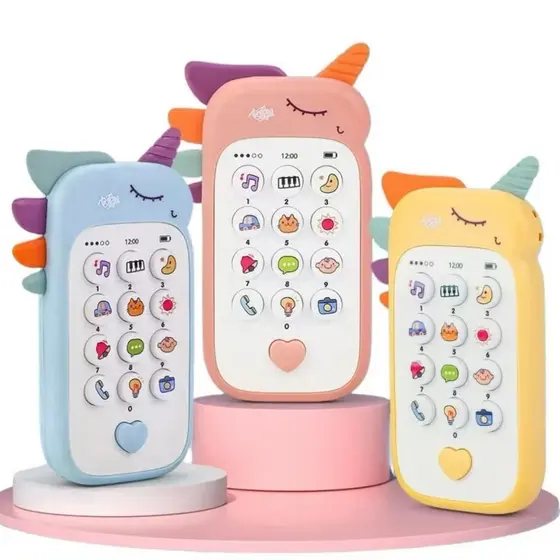 Celular Infantil Telefone Interativo Musical Unicórnio Bebê Com Luz-Milly