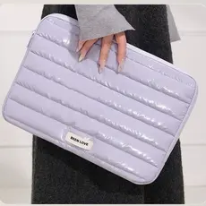 Bolsa Para Notebook Premium Metalizada Capa Protetora Puffer Acolchoada Macia À Prova De Choque Carteira Porta Documento
