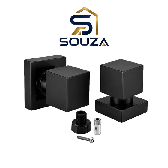 Acabamento Registro Quadrado Preto Fosco Premium 100% Metal Banheiro Chuveiro Deca Docol