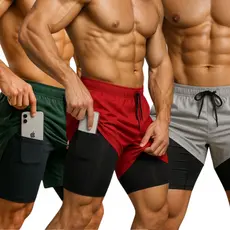 Kit 3 Shorts Masculino 2 Em 1 Dry Fit Fitness Academia Corrida Estilo Moderno