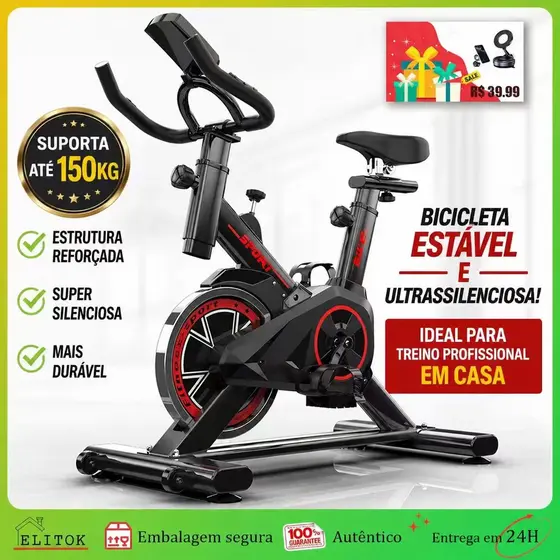 Bicicleta Ergométrica Spinning Profissional com Monitor de Exercícios – Suporta até 150kg, Ideal para Treinos em Casa
