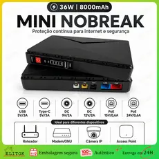 Nobreak Mini UPS 36W 8000mAh – 5V 9V 12V PoE – Bateria Reserva Para Roteador WiFi, Modem ONU E CFTV