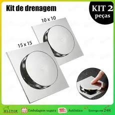 Ralo Click Up Inteligente 10x10 Aço Inox  Kit Banheiro Lavabo C Veda Cheiro Moderno Autolimpante Fácil Limpeza