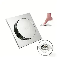 Smart Click Drain in Stainless Steel Metal 10x10/15x15 Black Chrome Round Bathroom Floor Black/Silver/Gold