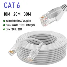 10M/20M/30M Cabo Ethernet CAT6E Patch Cord Pc Notebook Roteador Smart Tv Vídeo Game