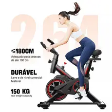 Bicicleta Spinning Ergométrica Profissional Silenciosa Assento Ajustável Suporta 150kg