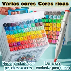 Kit 24-80 Cores Caneta Marcadora 2 em 1 - Ponta Dupla e Pincel para Lettering, Arte e Material Escolar