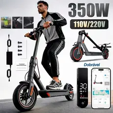 Patinete Elétrico Adulto 350W 36V, Bateria 7.5AH, 30km Alcance, Bluetooth, Portátil, Rodas 17