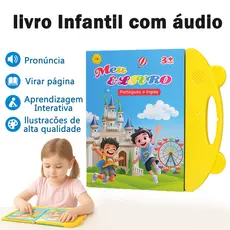 Livro Interativo com Som Infantil Bilíngue Português Inglês Multi Temas Toque Educativo Aprendizagem