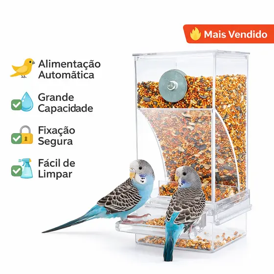 Comedouro para Passaros Acrílico Anti-Sujeira Pássaros Calopsita Sem Desperdício Para Gaiola Comedouro Automatico