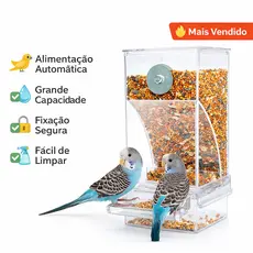 Comedouro para Passaros Acrílico Anti-Sujeira Pássaros Calopsita Sem Desperdício Para Gaiola Comedouro Automatico
