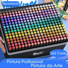 Kit 262/168/120 Cores Caneta Marcadora 2 em 1 - Ponta Dupla e Pincel para Lettering, Arte e Material Escolar