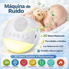Reprodutor Portátil de Som de Sono para Crianças Música e Ruído Branco Dispositivo Auxiliar de Sono com Música e Luz