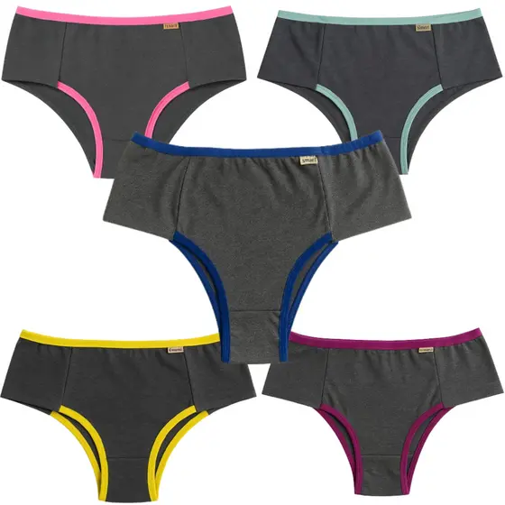 Kit Calcinhas Modeladoras Fitness Cós Alto Seca Barriga