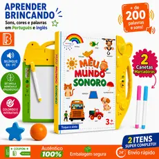 Livro Infantil Bilíngue Português Inglês Livro Interativo com Som Toque Inteligente Educativo Aprendizagem Crianças