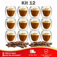 Kit 12 Xícaras De Vidro Duplo 80ml Luxo - Não Queima a Mão - Para Café Expresso