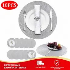 Kit 10 Peças Jogo Americano Redondo Cozinha Jantar Jogo americano dourado