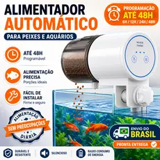 Alimentador Automático Aquário para Peixes Digital Programável Timer Ajuste de Porções Até 6H 12H 24H 48H