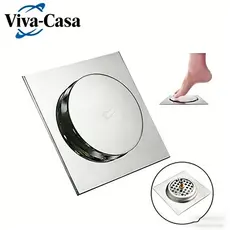 Ralo Click Inteligente 15x15 Inox Quadrado Veda Cheiro Anti-Inseto Para Banheiro e Cozinha Luxo