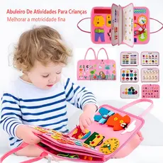 Livro Educativo Infantil Busy Board Montessori Sensory Book Portátil Cores Números Coordenação Motora