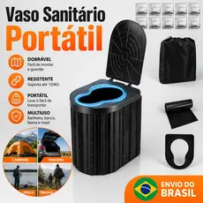 Vaso Sanitário Portátil Dobrável Banheiro Portátil para Camping Viagem Carro Pesca Trilha Resistente