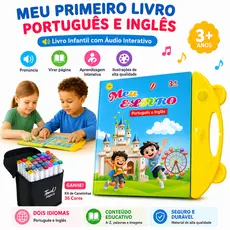 Livro Infantil Interativo Com Som Bilíngue Português Inglês Educativo Brinquedo Pedagógico Presente Infantil