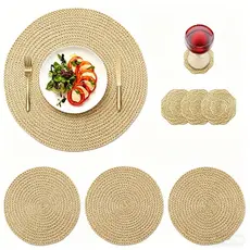 Kit 6/10 Peças Jogo Americano Sousplat PVC Redondo Vazado Luxo Antitérmico Mesa Posta Lavável