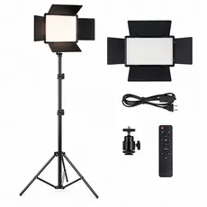 Luz LED para Fotografia com Tripé 2,1m Ajustável Iluminação Profissional para Lives e Gravações