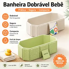 Banheira Dobrável para Bebê Infantil Portátil Compacta Fácil de Guardar Resistente 0 a 5 Anos