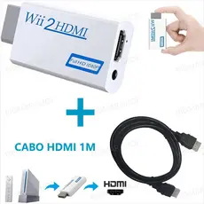 Adaptador Conversor Áudio Vídeo Nintendo Wii Para Hdmi + Cabo Hdmi