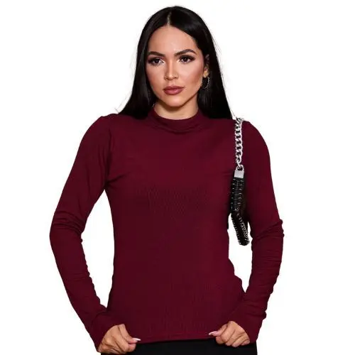 Blusa Cacharrel Gola Alta De Frio Inverno Manga Longa