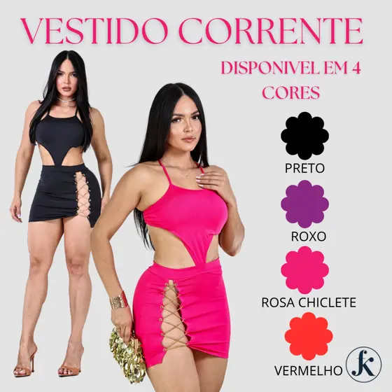 Vestido Feminino Corrente Saia Busto Com Bojo lançamento