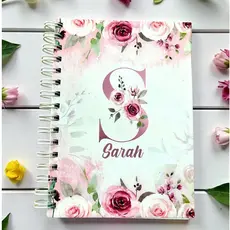 Agenda Personalizada 2027 Rosa Floral Iniciais - Com Nome