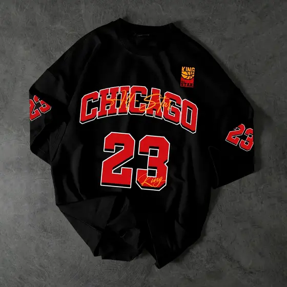 Camiseta The King 23 Chicago Red T-shirt Jersey Basquete Streetwear Algodão