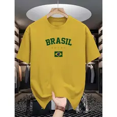 Camiseta Estampa do Brasil Algodão 100% Camisa Premium Streetwear Look Casual Estilo Fashion