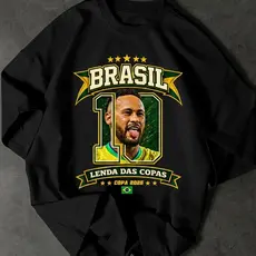 Camiseta Ney Lenda das Copas Camisa Copa do Mundo 2026 Brasil Neymar 100% Algodão Streetwear