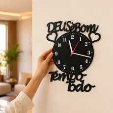 Relógio de Parede Decorativo Deus é Bom o Tempo Todo Moderno Minimalista Sala Quarto Cozinha