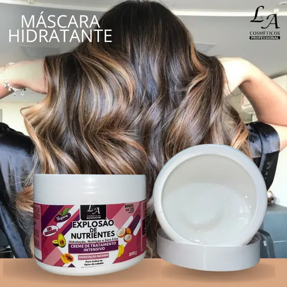 Máscara Hidratante Explosão de Nutrientes Brilho Intenso Efeito Gloss 300g - Envio Imediato