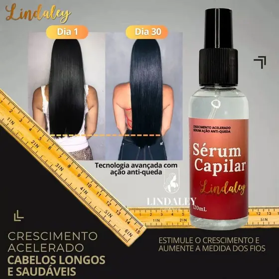 Sérum Capilar Crescimento Acelerado Lindaley 120ml Antiqueda, Fortalecedor, Biotina, Cabelos Fracos