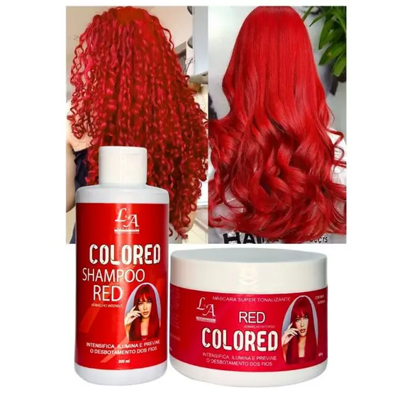 Kit Shampoo e Máscara Tonalizante Vermelho Intenso / Vermelho Vibrante - S/ Amônia 2x300ml
