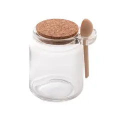 Pote de Vidro com Colher em Bambu e Tampa Rolha 240ml Lyor - Saleiro e Porta Condimento