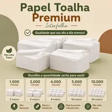 Papel Toalha para Dispenser de Parede Banheiro Interfolhado Profissional Empresas Escritórios Consultórios