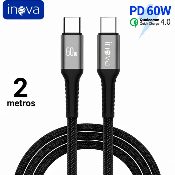 Cabo Tipo C Turbo 60W PD USB C Para USB C Qc 4.0 original INOVA Carregamento Super Rápido