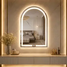 Espelho Oval com LED Touch 80x50cm Luz Fria e Quente Ideal para Penteadeira