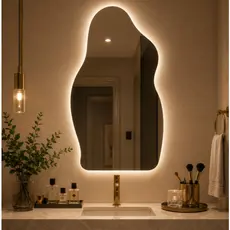 Espelho Orgânico Flame 50x80cm Com LED ou Sem LED Decorativo Lapidado Banheiro Lavabo Quarto Sala