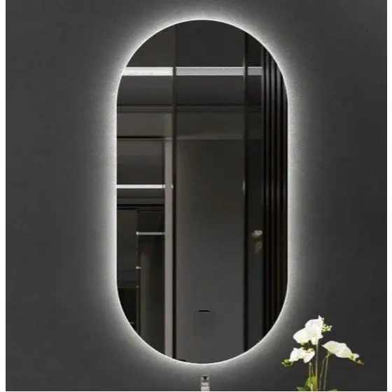 Espelho Oval Orgânico 80x50cm e 40x50cm Com LED ou Sem LED Luz Quente e Fria Banheiro e Quarto