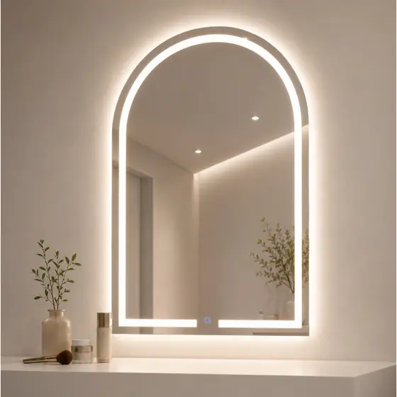 Espelho Oval com LED 80x50cm Moderno Elegante e com Botão Touch