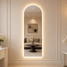 Espelho Decorativo Oval Madri 50x120cm para Sala Quarto Banheiro com LED ou Sem LED